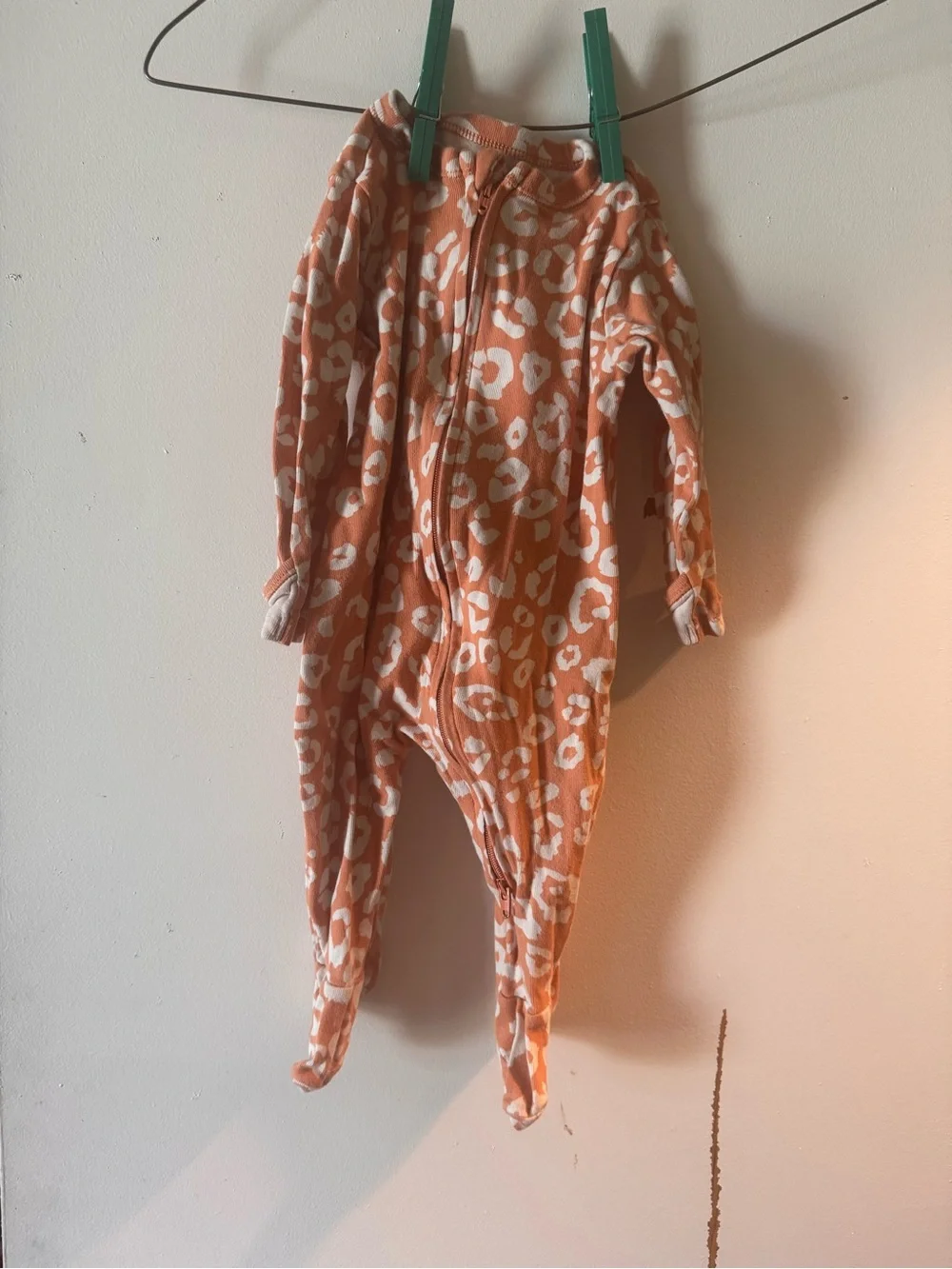 Old Navy Orange and White Leopard-Print Baby Footed One-Piece